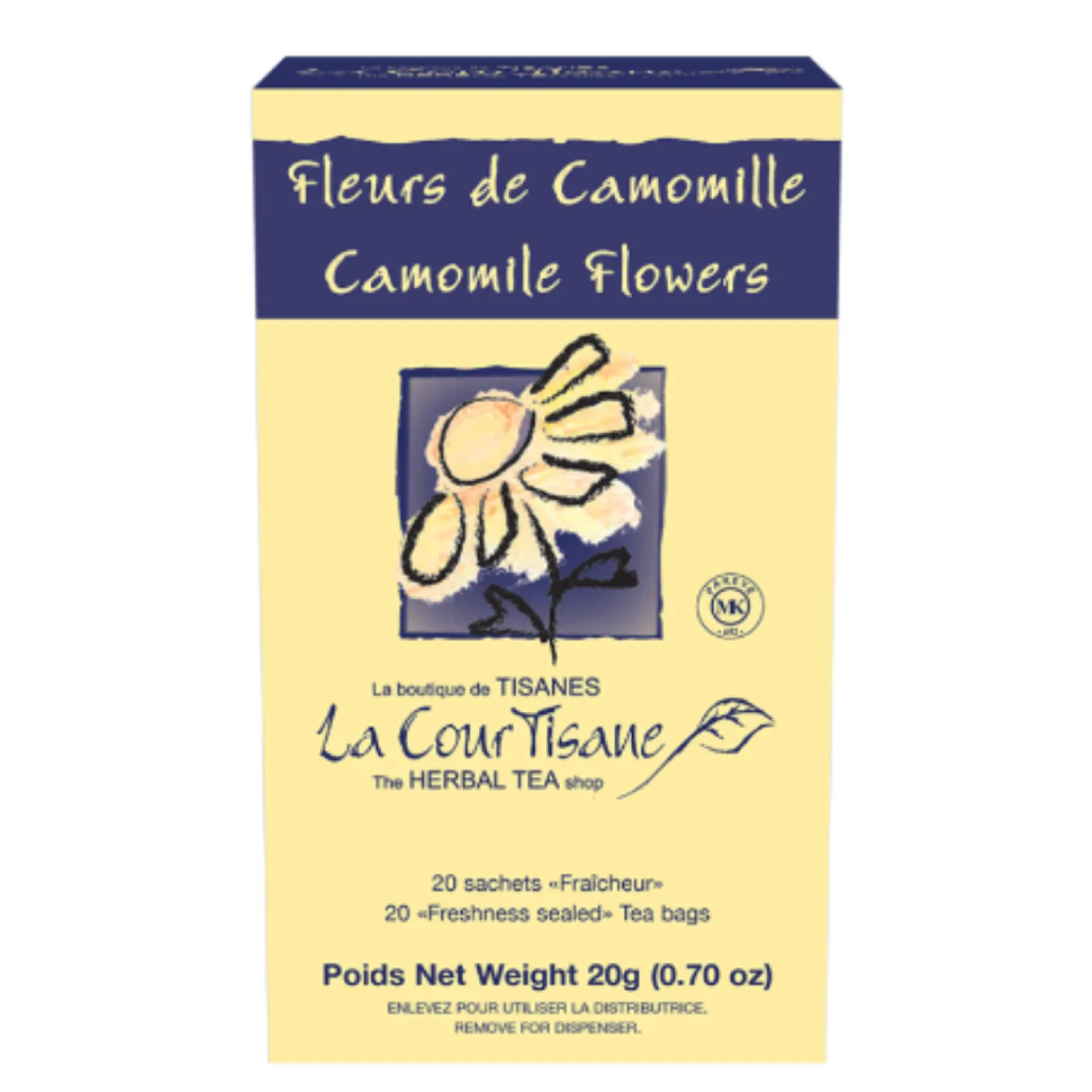 Ma Caféine Herbal Teas | Caffeine Free>The Courtesan | Chamomile Flowers Herbal Tea box of 20 sachets
