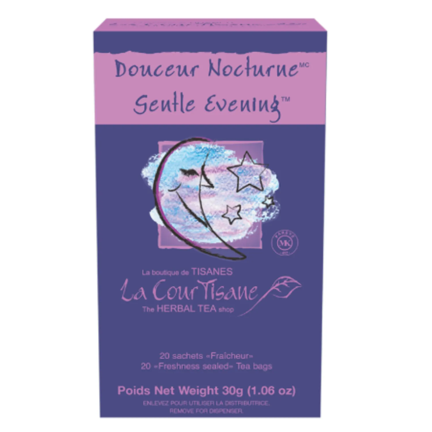 Ma Caféine Herbal Teas | Caffeine Free>The Courtesan | Nocturnal Gentle Herbal Tea box of 20 sachets