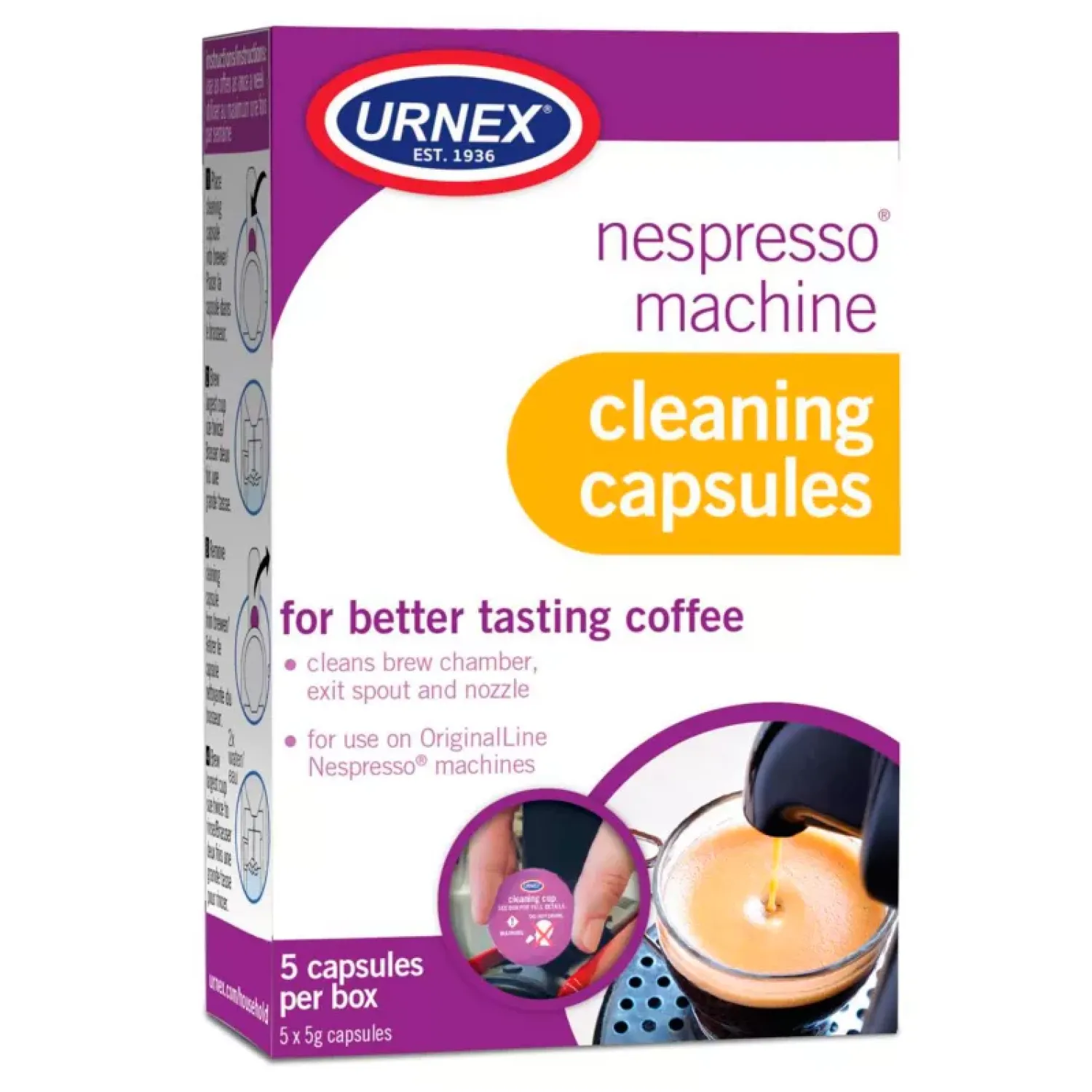 Ma Caféine Machine Maintenance>Urnex | 5 cleaning capsules for Nespresso machines